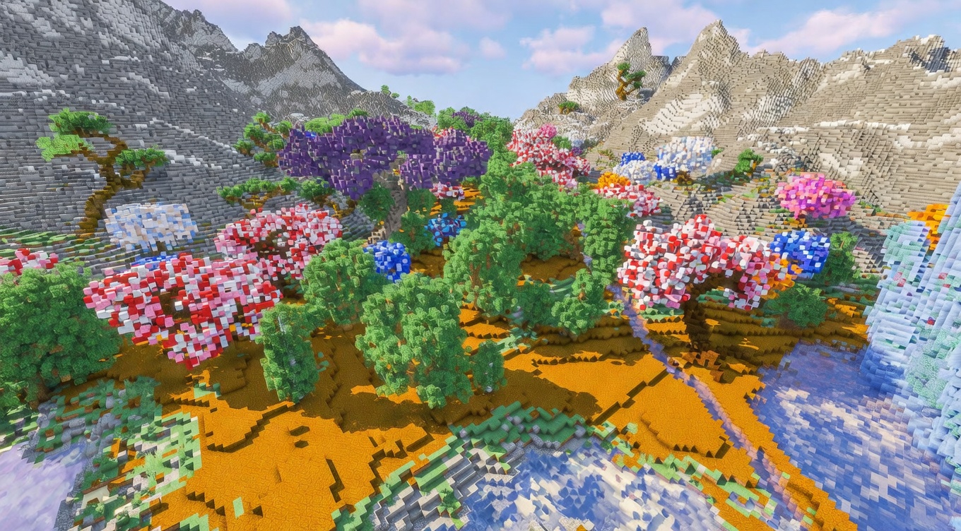 Beautiful Minecraft world generation landscape on HavenCraft SMP server Bangladesh